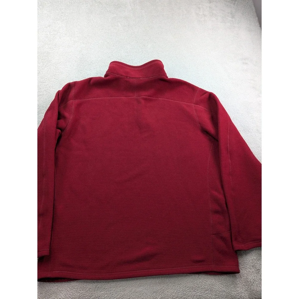 The North Face Mens XL Red Grid Fleece Quarter Zip Pullover Sweater Burgundy